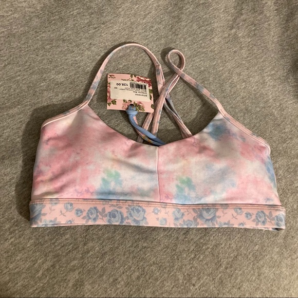 LoveShackFancy x Bandier Strappy Bra in Tie Dye Cotton Candy Rose XS - Picture 3 of 7